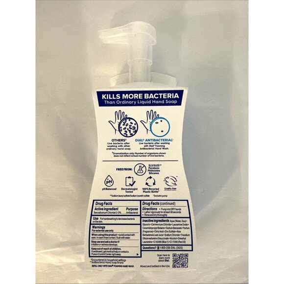 6 Pack Dial Foaming Antibacterial Hand Wash Aloe Spring Water Scent 7.5 fl oz - Picture 2 of 7